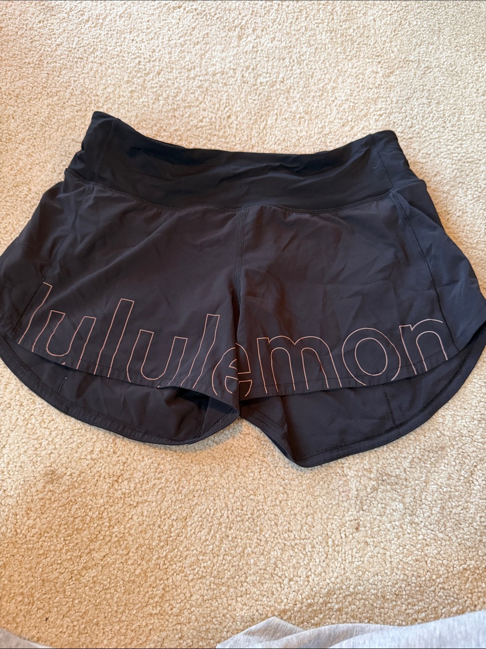 lululemon athletica Black Athletic Shorts with Pink Logo Trim